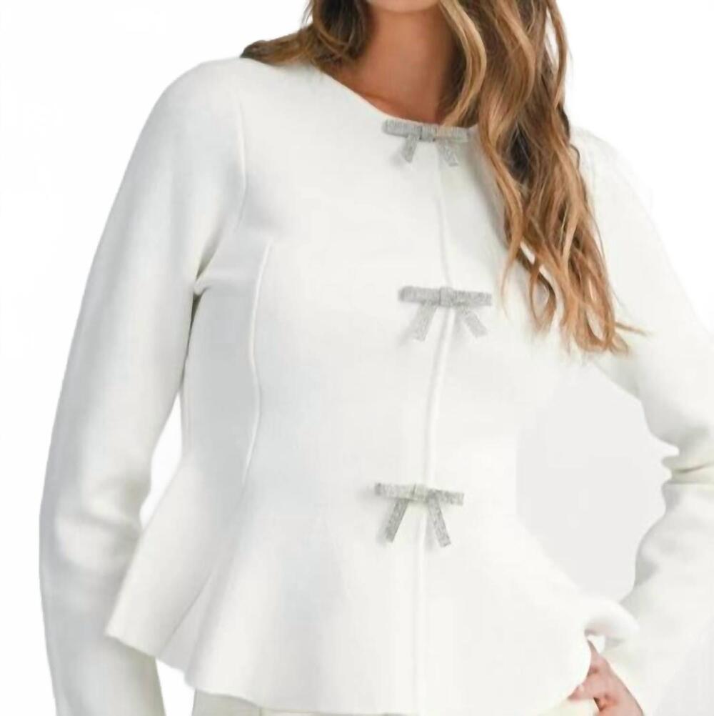 NEW MABLE jewel peplum short waist top in white